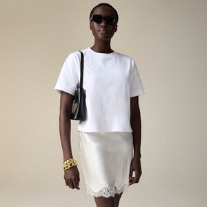 NWT! J. CREW Relaxed Premium Weight Cropped T-Shirt Shirt Top Solid White Medium